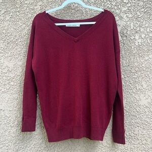 GRANA Mangolian 100% Cashmere Sweater Women Medium Pullover Top Boyfriend V-neck